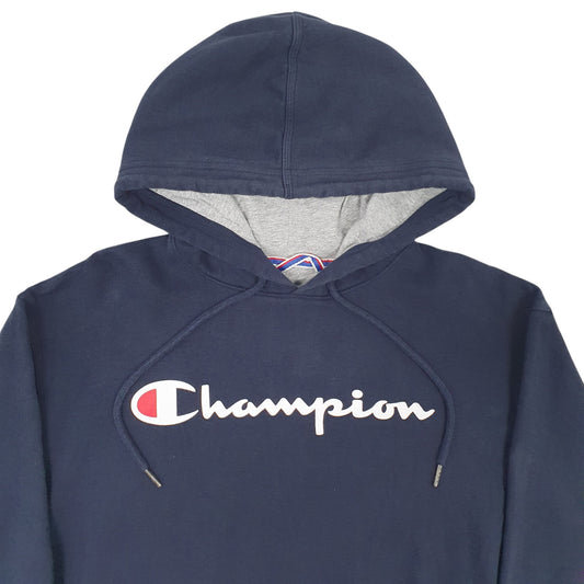 Mens Navy Champion Spellout Hoodie Jumper