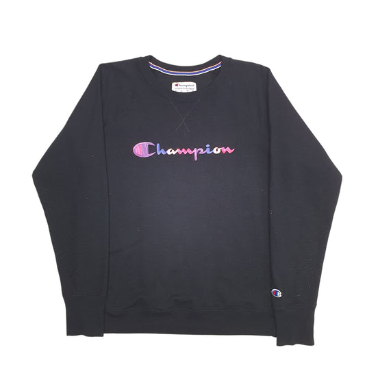 Womens Black Champion Spellout Crewneck Jumper
