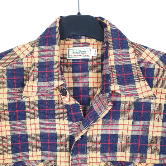 Mens Navy L.L.Bean Long Timberline Flannel Overshirt Shacket Long Sleeve Shirt