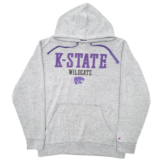 Mens Grey Champion K State Wildcats Football USA Spellout Hoodie Jumper