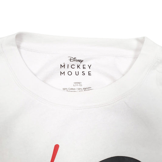 Womens White Disney Cropped Mickey Mouse Crewneck Jumper