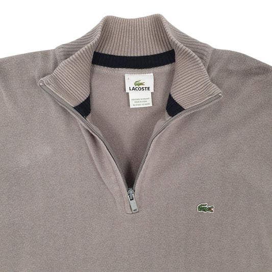 Mens Grey Lacoste Quarter Zip Jumper