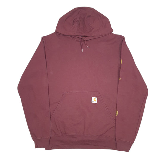 Mens Burgundy Carhartt Workwear Spellout Hoodie Jumper