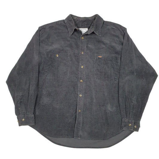 Mens Black Canadian Rugged Wear Corduroy Overshirt Shacket Long Sleeve Shirt