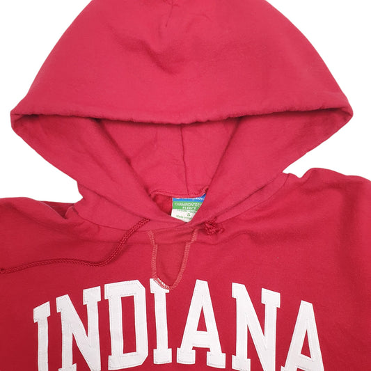 Mens Red Champion Indiana Spellout Hoodie Jumper