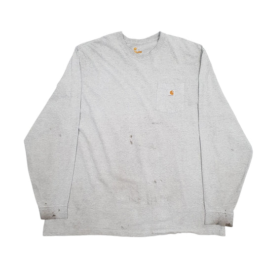 Mens Grey Carhartt Long Sleeve T Shirt
