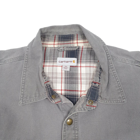 Mens Grey Carhartt Overshirt Shacket Hoodie Coat