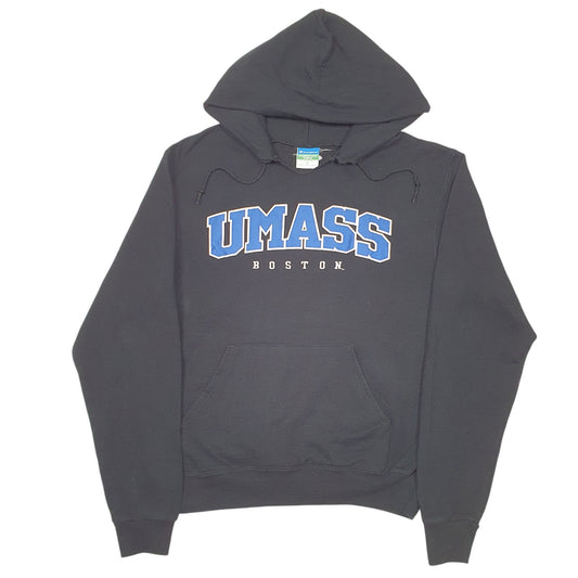 Mens Black Champion UMASS Boston University USA Spellout Hoodie Jumper
