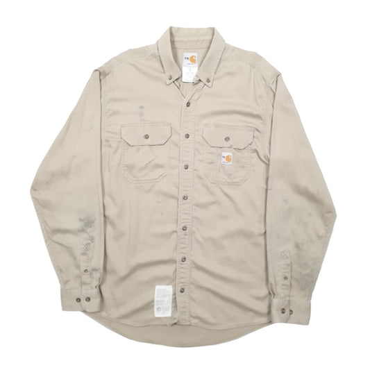 Mens Beige Carhartt Fire Resistant Long Sleeve Shirt