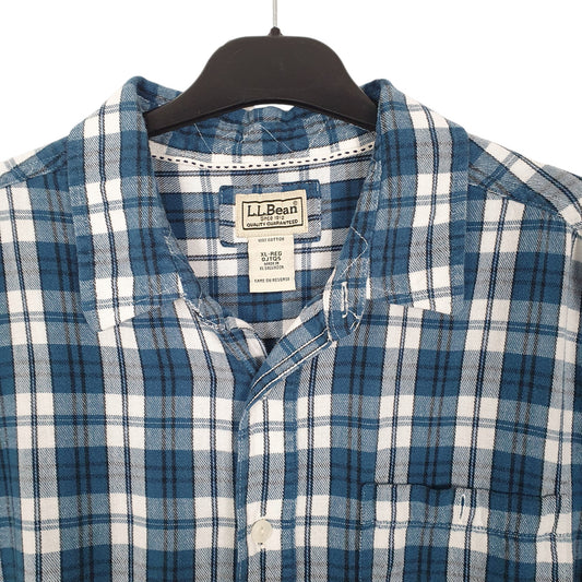 Mens Blue L.L.Bean Flannel Overshirt Long Sleeve Shirt
