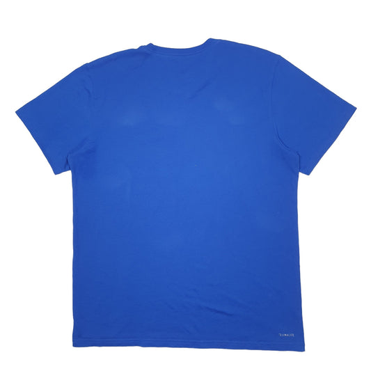 Mens Blue Adidas Spellout Short Sleeve T Shirt