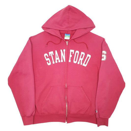 Mens Red Champion Hoodie Stanford College USA Spellout Full Zip Jumper