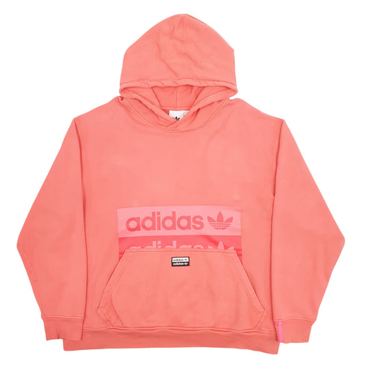 Mens Pink Adidas Spellout Hoodie Jumper