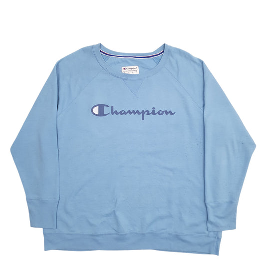 Mens Blue Champion Spellout Crewneck Jumper