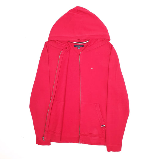 Mens Red Tommy Hilfiger Hoodie Lightweight Full Zip Jumper