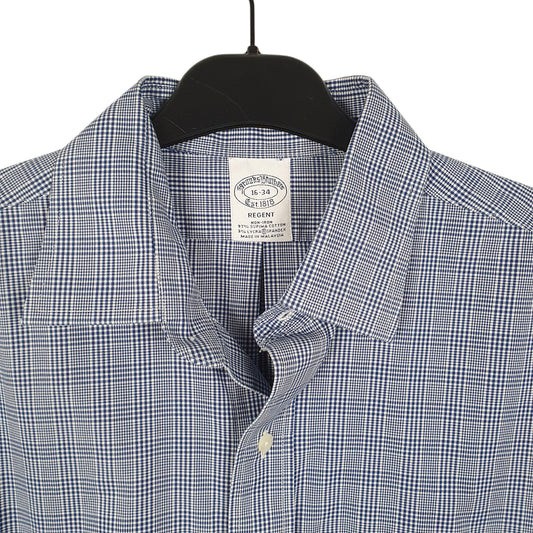 Mens Blue Brooks Brothers Houndstooth Long Sleeve Shirt