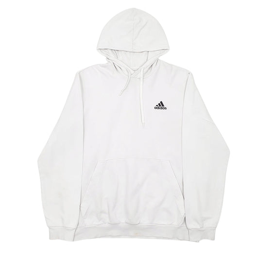 Mens White Adidas Hoodie Jumper