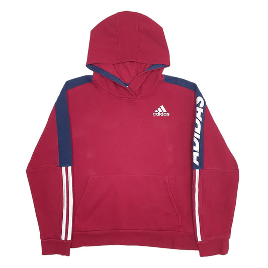 Womens Burgundy Adidas Spellout Hoodie Jumper