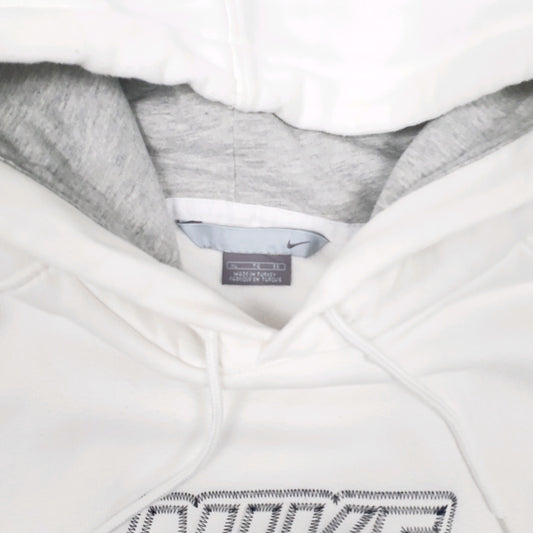 Mens White Nike Vintage 00s Spellout Hoodie Jumper