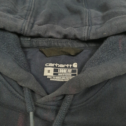 Mens Navy Carhartt Workwear Spellout Hoodie Jumper