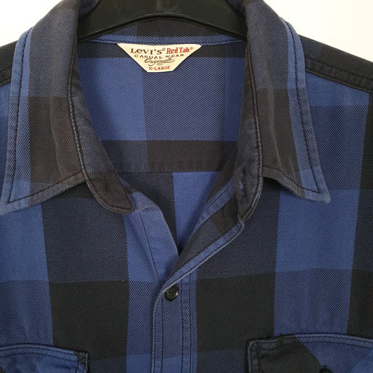 Mens Navy Levis Japan Vintage 90s Heavy Long Sleeve Shirt