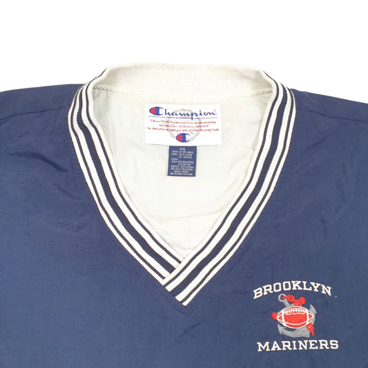 Mens Navy Champion Vintage 90s Brooklyn Marines Football Pop Over Smock Coat