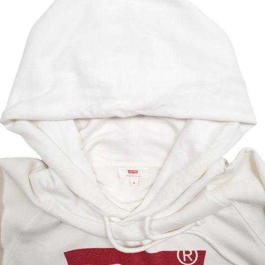 Womens White Levis Spellout Hoodie Jumper