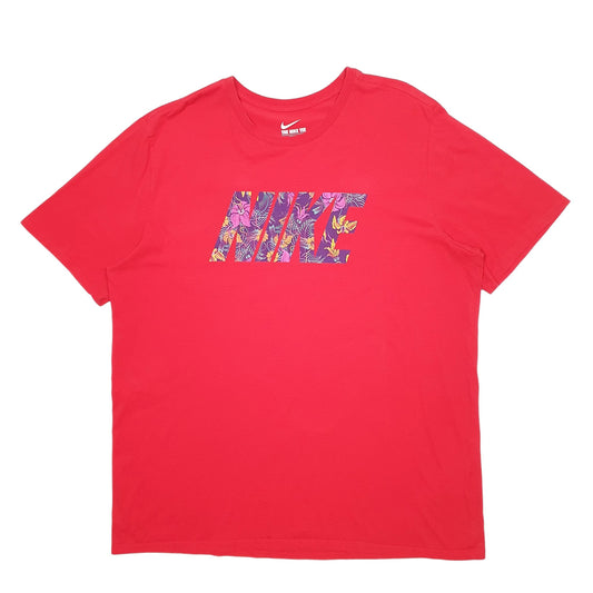 Mens Red Nike Spellout Short Sleeve T Shirt