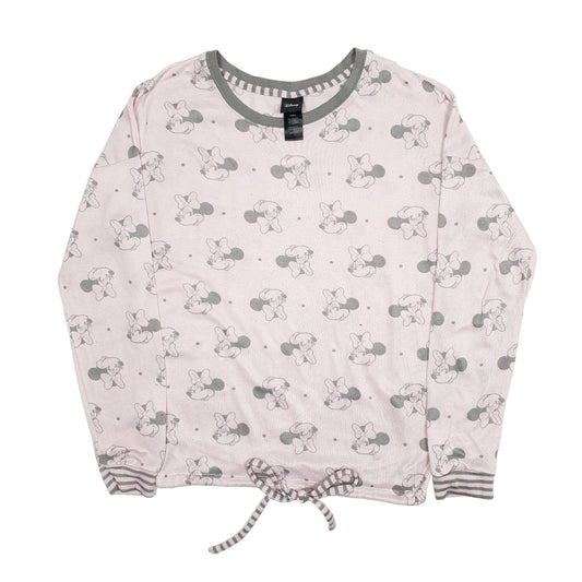 Womens Pink Disney Mickey Minnie Mouse Crewneck Jumper