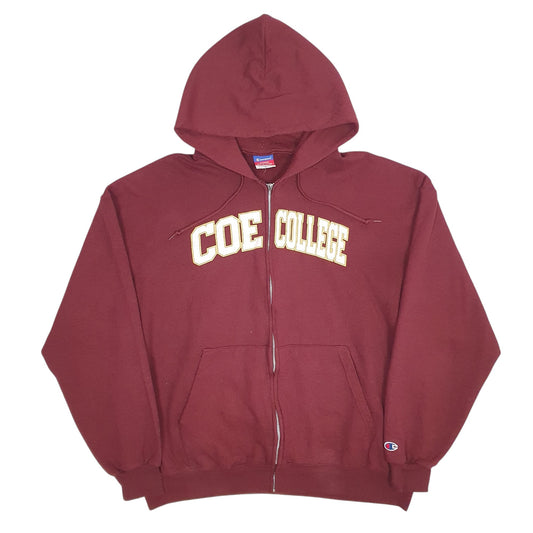 Mens Burgundy Champion Coe College Full Zip Jumper