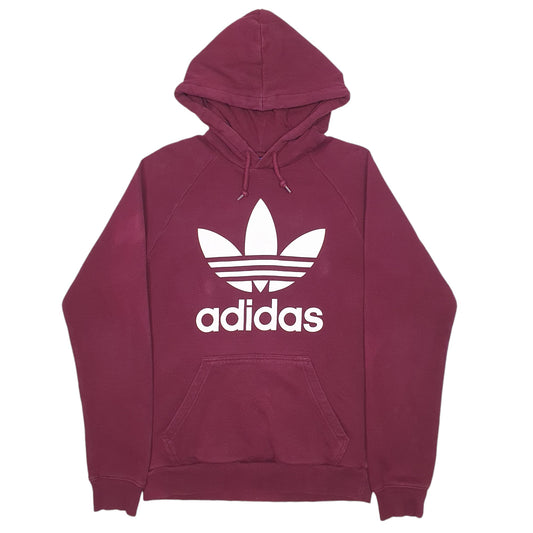 Mens Burgundy Adidas Spellout Hoodie Jumper
