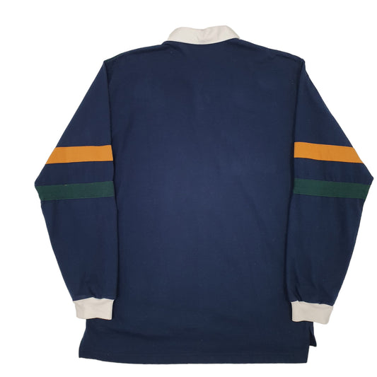 Mens Navy Brittany Bay Rugby Long Sleeve Polo Shirt