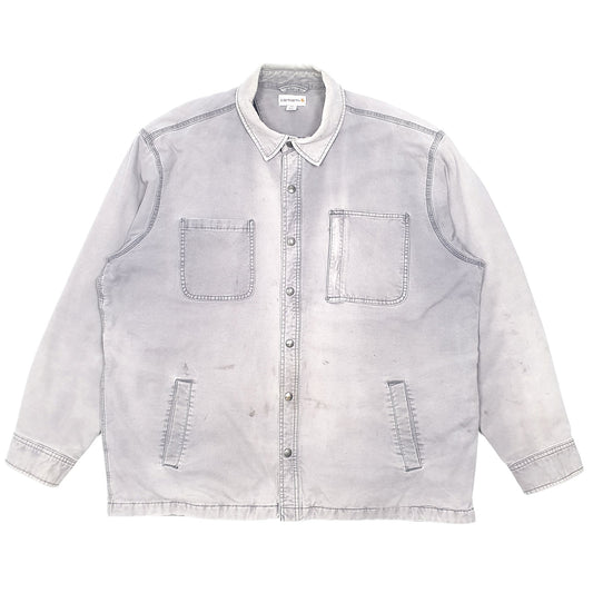 Mens Grey Carhartt Overshirt Shacket Lined Crewneck Coat