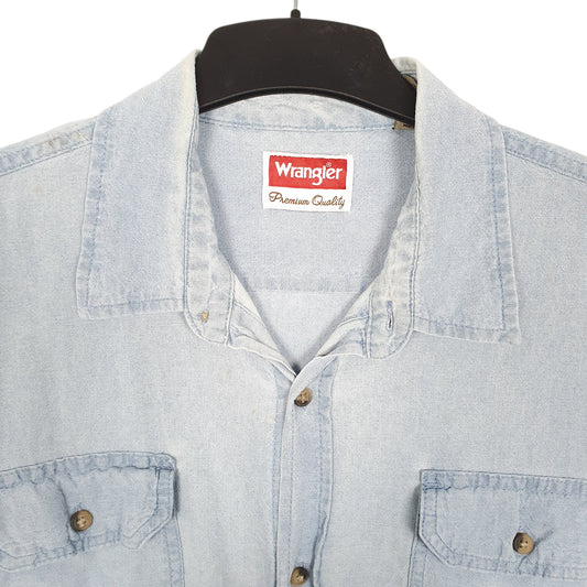 Mens Blue Wrangler Tall Chambray Long Sleeve Shirt