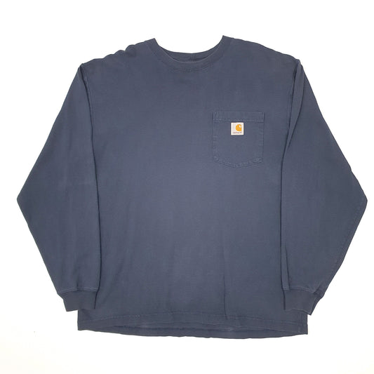 Mens Navy Carhartt Long Sleeve T Shirt