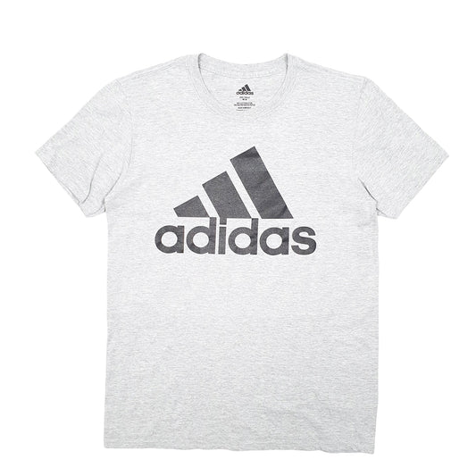 Mens Grey Adidas Spellout Short Sleeve T Shirt