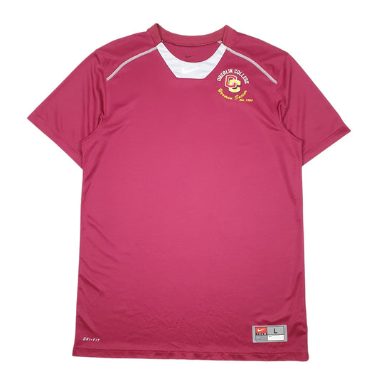 Mens Burgundy Nike Vintage Team 2000s Oberlin College Soccer Short Sleeve T Shirt