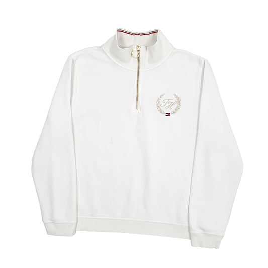 Womens White Tommy Hilfiger Quarter Zip Jumper