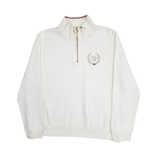 Womens White Tommy Hilfiger Quarter Zip Jumper