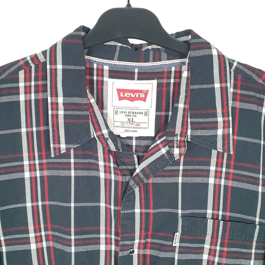 Mens Black Levis Modern Snap Button Long Sleeve Shirt