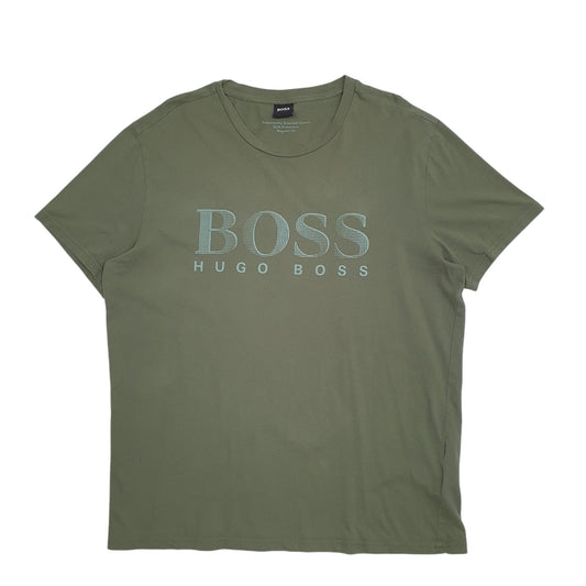 Mens Green Hugo Boss Spellout Short Sleeve T Shirt