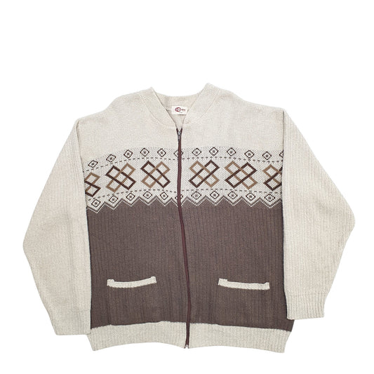 Mens Beige Carabou Full Zip Jumper