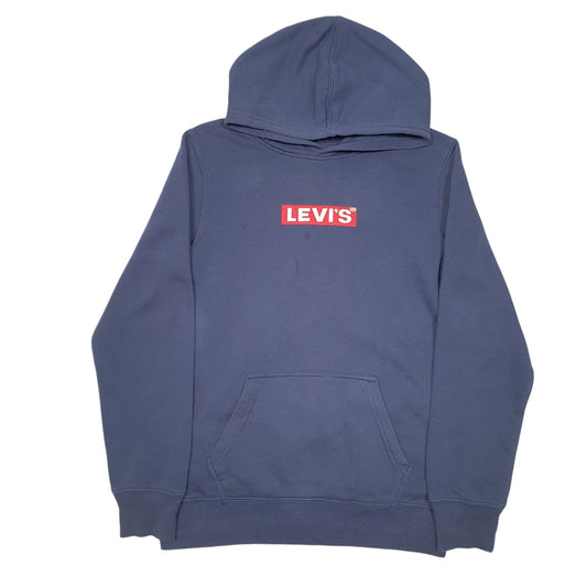 Womens Navy Levis Big E Box Logo Hoodie Jumper