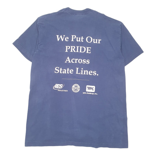 Mens Navy Fruit Of The Loom Vintage 90s Heavy IES Short Sleeve T Shirt