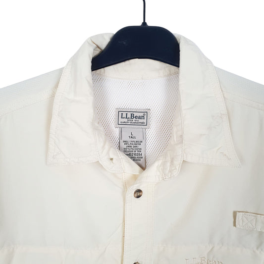 Mens Yellow L.L.Bean Tall Hiking Fishing Outdoors Short Sleeve Shirt