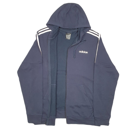 Mens Navy Adidas Hoodie Active Track Top Full Zip Jumper