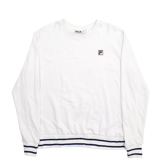 Mens White Fila Crewneck Jumper