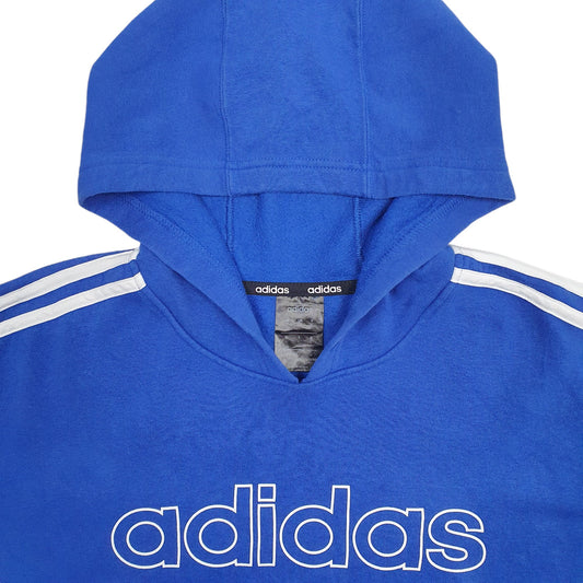 Mens Blue Adidas Spellout Hoodie Jumper