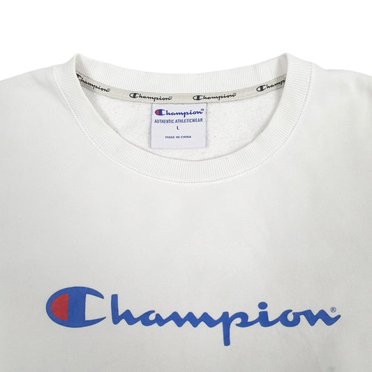 Womens White Champion Crewneck Jumper
