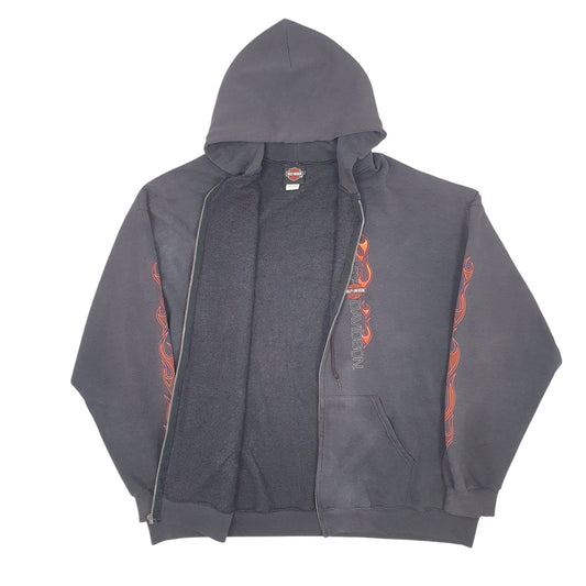 Mens Grey Harley Davidson Vintage Full Zip Jumper